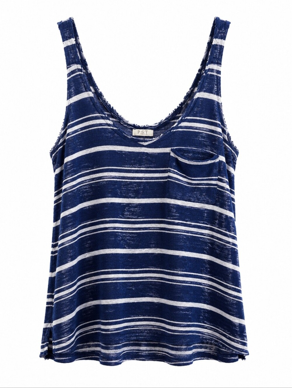 Mendocino Navy and White Striped Tank Top L
